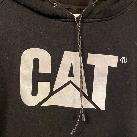 CAT black pullover workwear hoodie sz XL Caterpillar (is pilling)see description - Picture 2 of 7